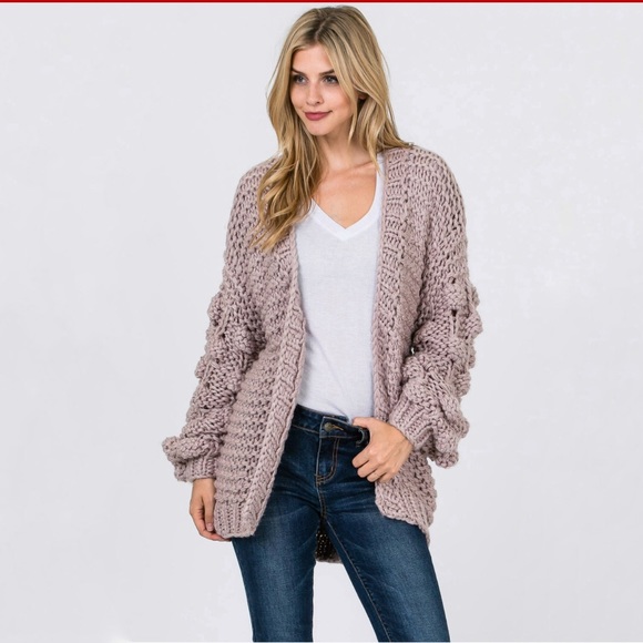 Handmade Cable Knit Chunky Open Cardigan Sweater - Picture 2 of 8